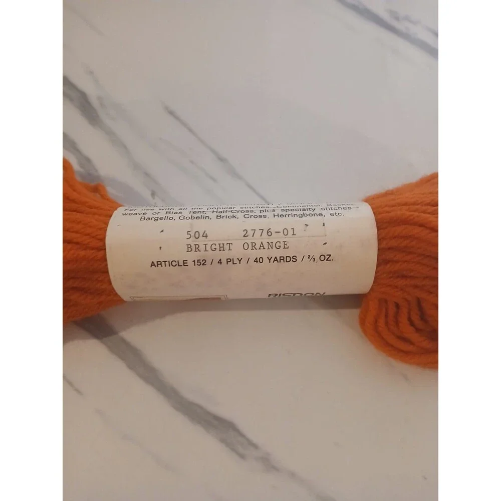 Risdon Dritz Bright Orange Luxury Wool Needlepoint Yarn Vintage Virgin Wool - Picture 3 of 3